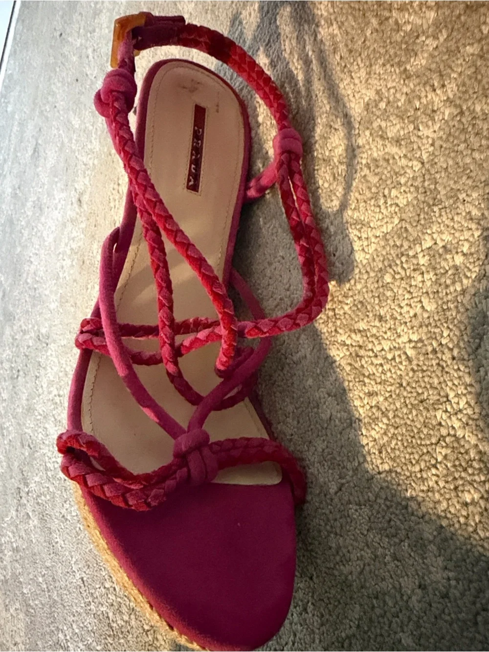 Women's Pink Braided Wedge Sandals by